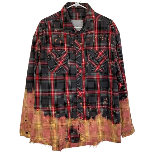 EUC Slipknot Band Flannel Shirt Mens Unisex Large Reworked Shacket Bleached - Picture 2 of 14